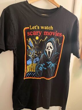 Let's Watch Scary Movies Graphic Tee - Black